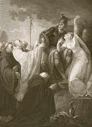 Saint Augustin devant Ethelbert, gravé par A. Smith, illustration de 